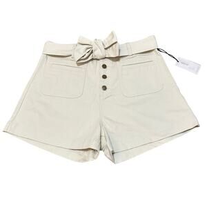 Apiece Apart Marston Tie Waist Denim Shorts Ivory Size 12 New with tags